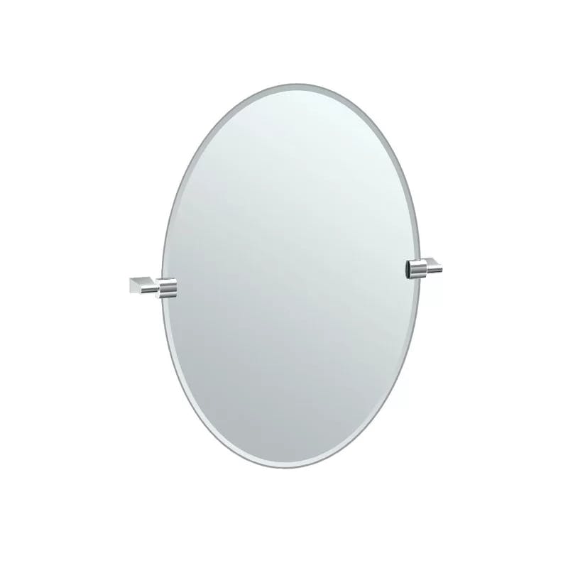 Polished Chrome Frameless Oval Vanity Mirror 26.5" x 19.5"