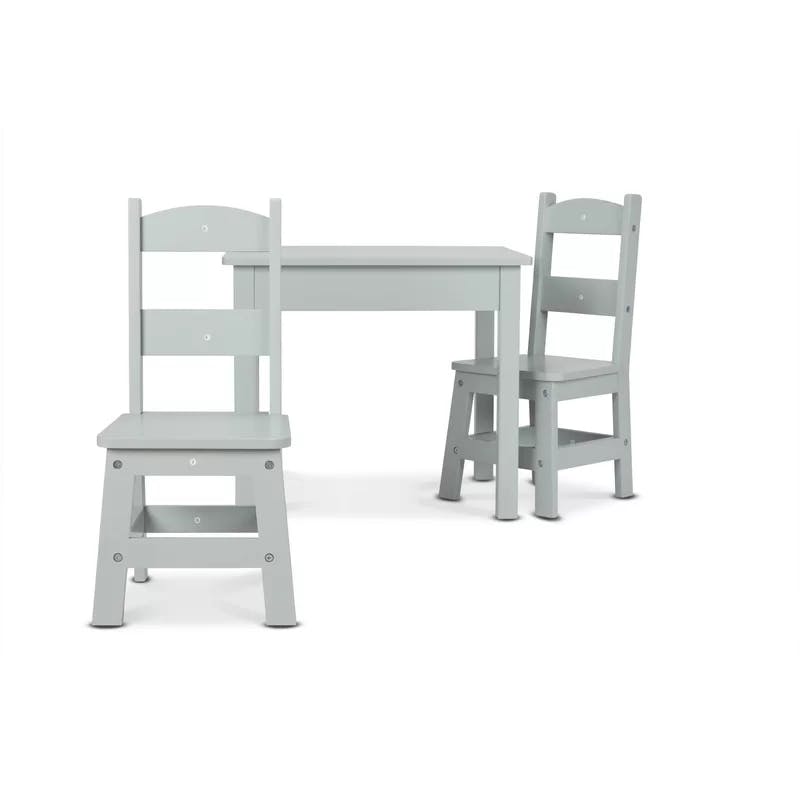 Modern Cool Gray Solid Wood Kids Chair Pair