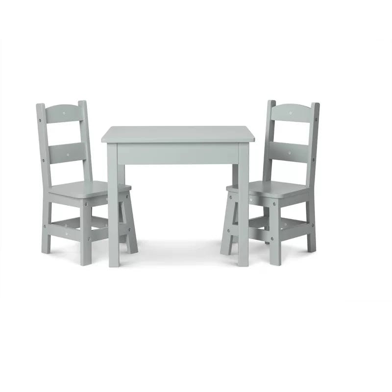 Modern Cool Gray Solid Wood Kids Chair Pair