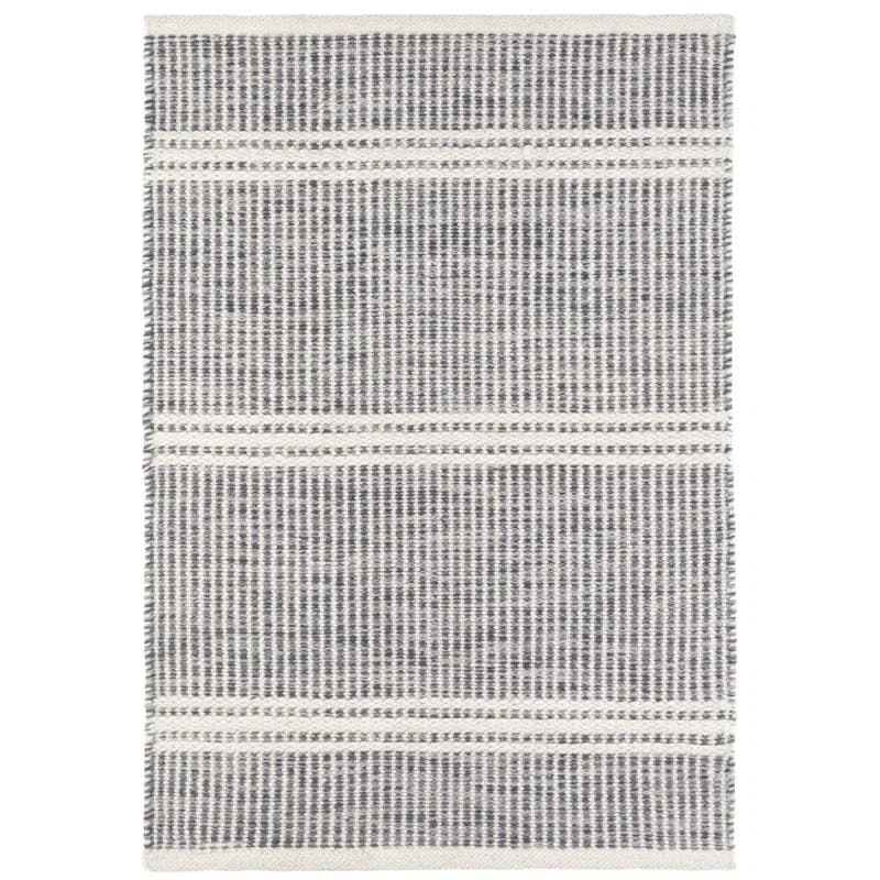 Modern Gray Herringbone Handmade Wool 2'x3' Area Rug