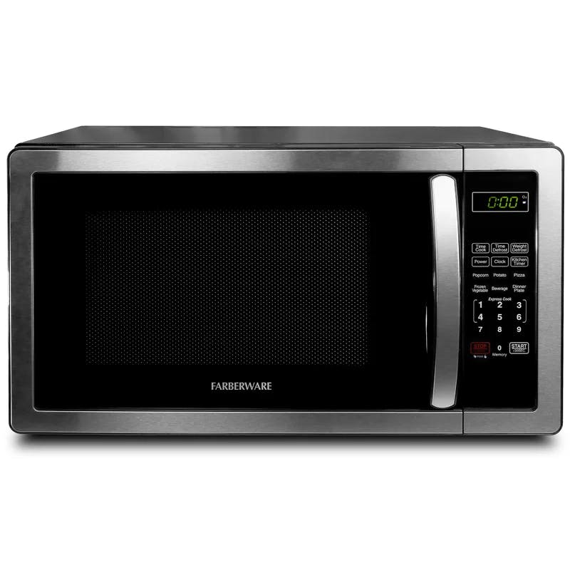 Sleek Stainless Steel 1.1 Cu Ft Countertop Microwave with Child Lock