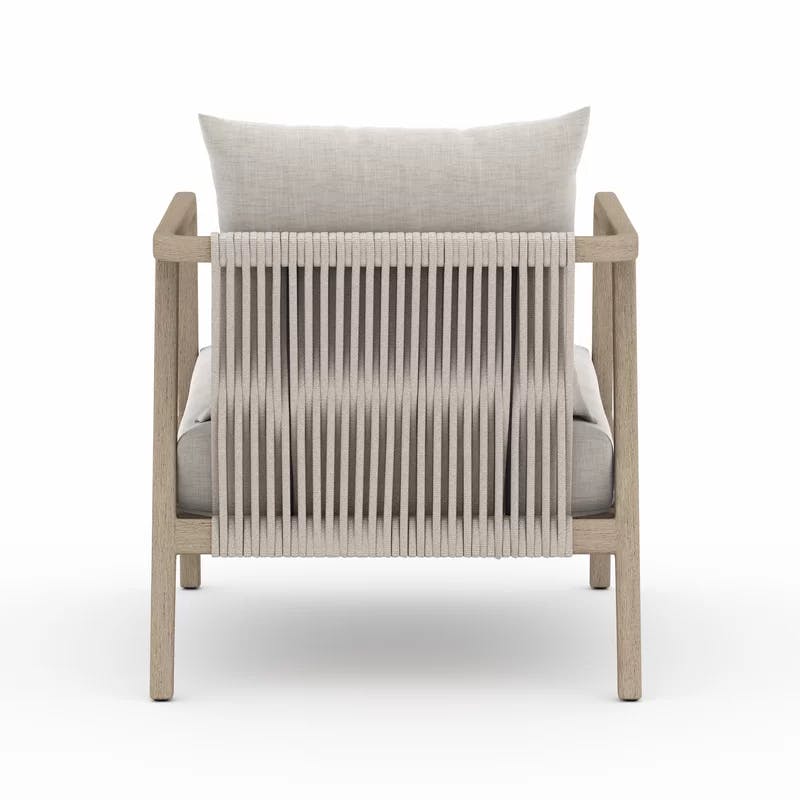 Contemporary Brown Woven Rope Outdoor Accent Chair