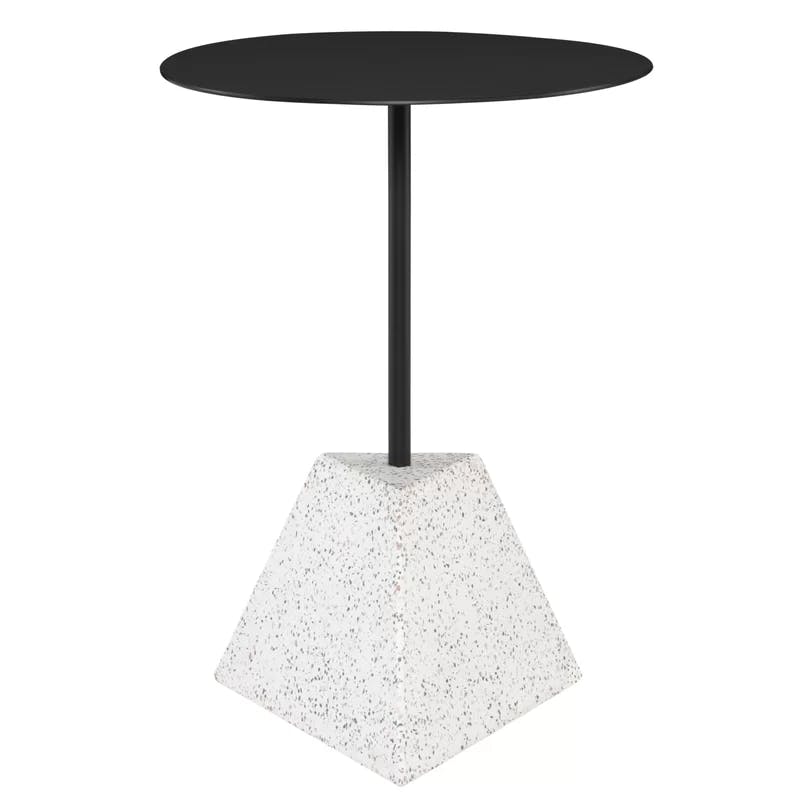 Contemporary Black & White Round Metal Side Table