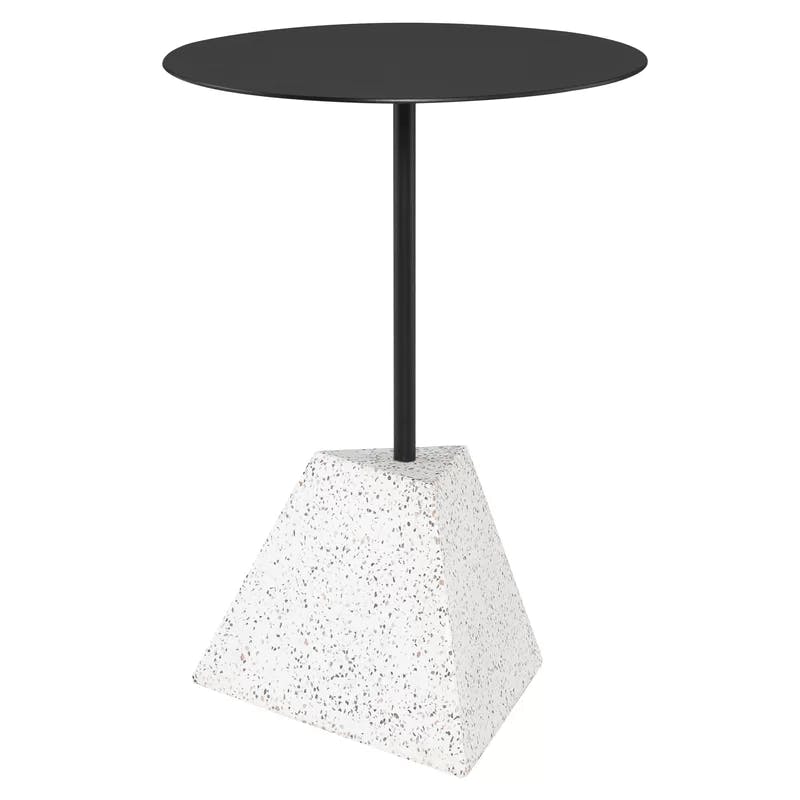 Contemporary Black & White Round Metal Side Table