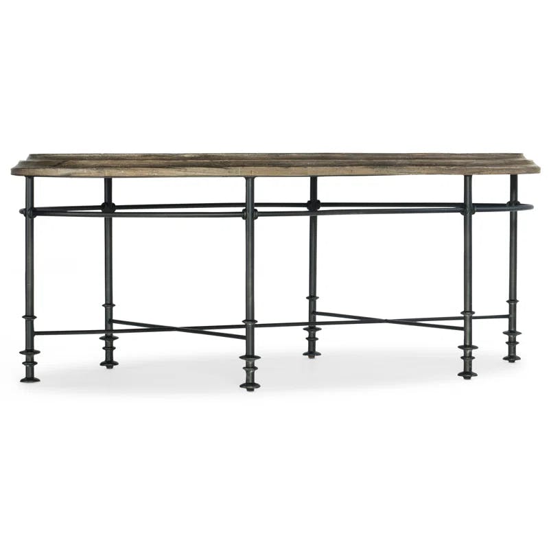La Grange Traditional Beige and Black Oval Cocktail Table with Storage