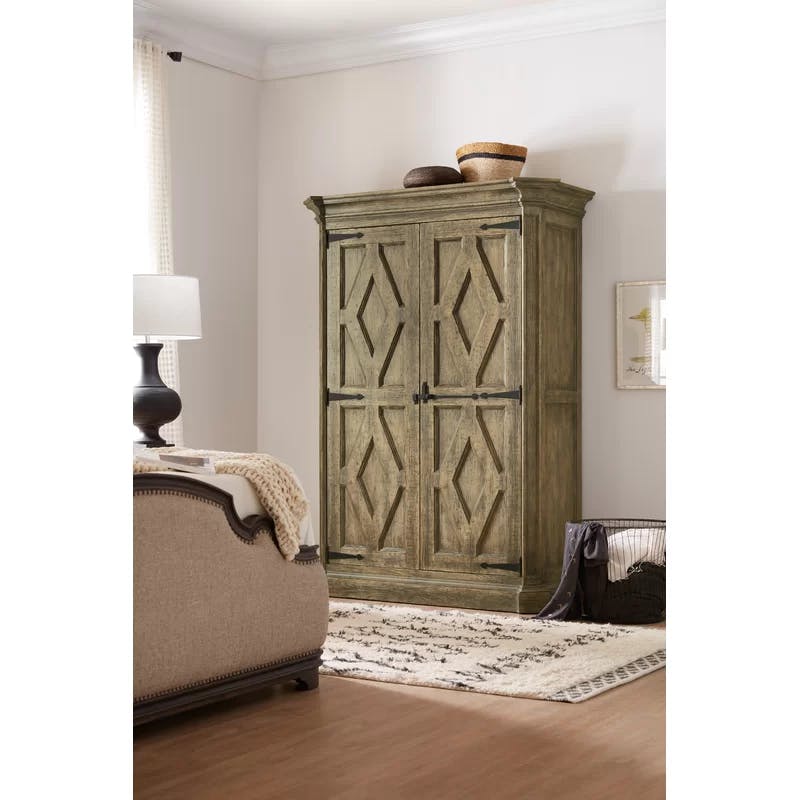 Barnwood Brown Rustic 60" Armoire with Mirror and Clothing Storage