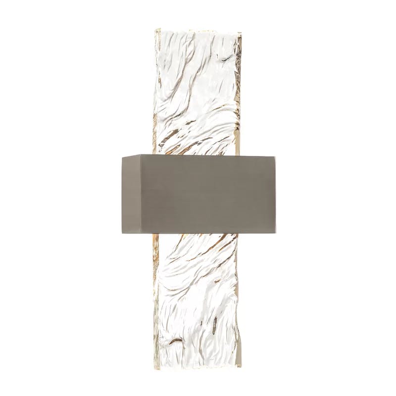 Elegant Brushed Nickel Dimmable Wall Sconce with Art Glass Panel