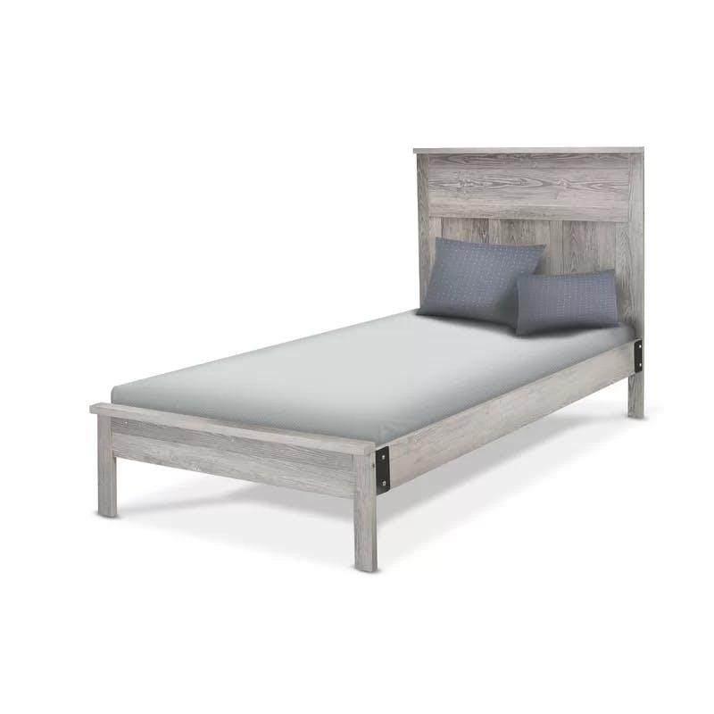 Timeless Panel Gray Twin Solid Wood Platform Bed with Headboard