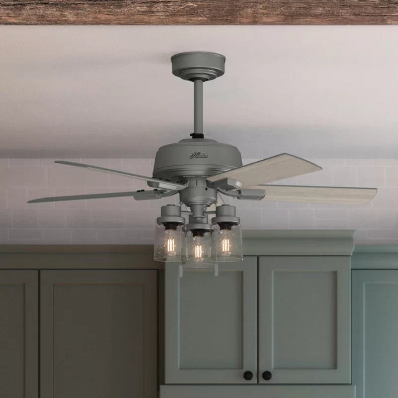 44" Matte Silver Hartland Ceiling Fan with LED Light and Remote