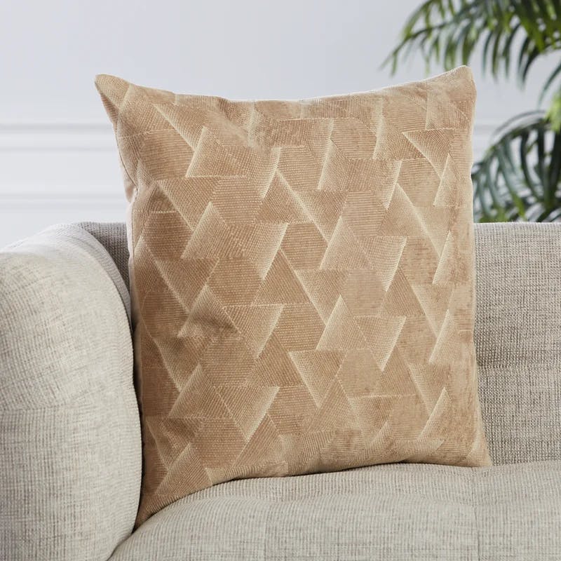 Gretchen Embroidered Beige Cotton Square Throw Pillow Set