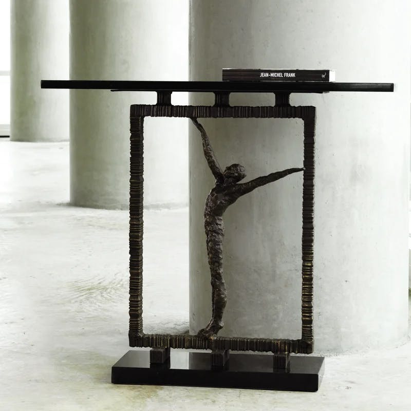 Bronze Iron Frame with Granite Base Console Table