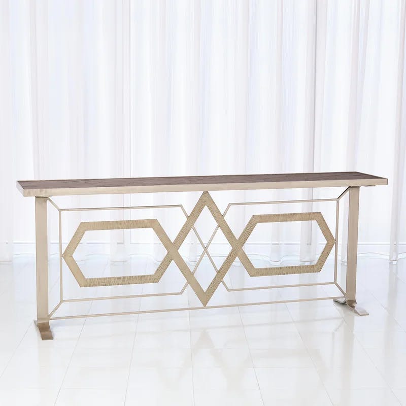 Umaid Palace Inspired Nickel-Plated Iron & Black Marble Console
