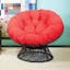 Boho Chic Red Swivel Papasan Chair with Resin Wicker