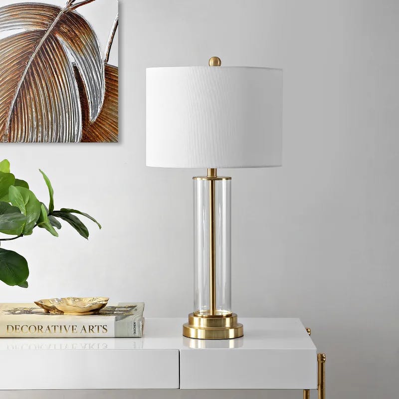 Cassian Art Deco Inspired Clear Glass & Gold Table Lamp