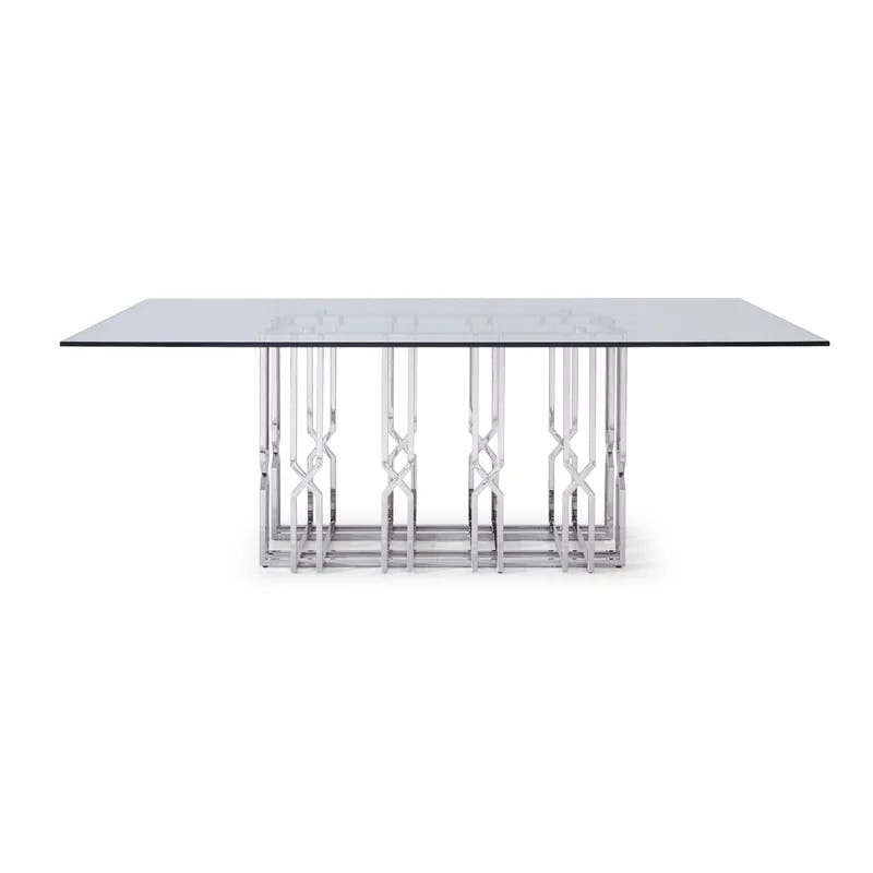 Ericson Modern Clear Glass & Chrome Dining Table for Six