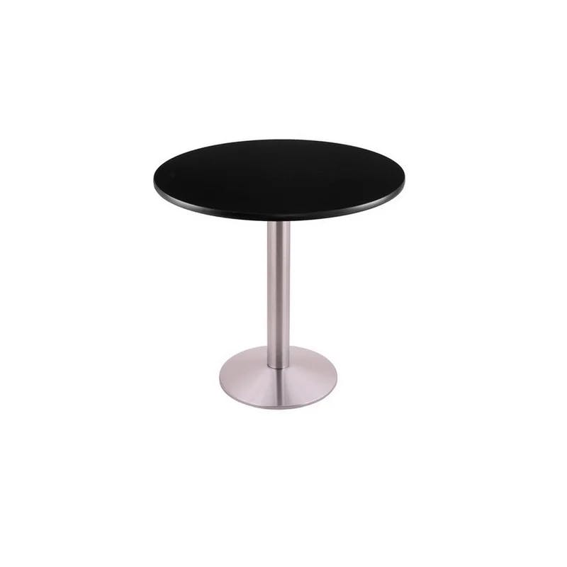 Contemporary Round Dark Cherry Pedestal Dining Table for Four