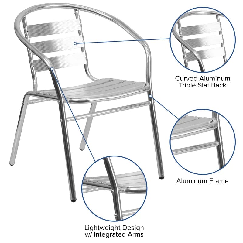 Lila Modern Aluminum Lightweight Outdoor Dining Armchair - Stackable