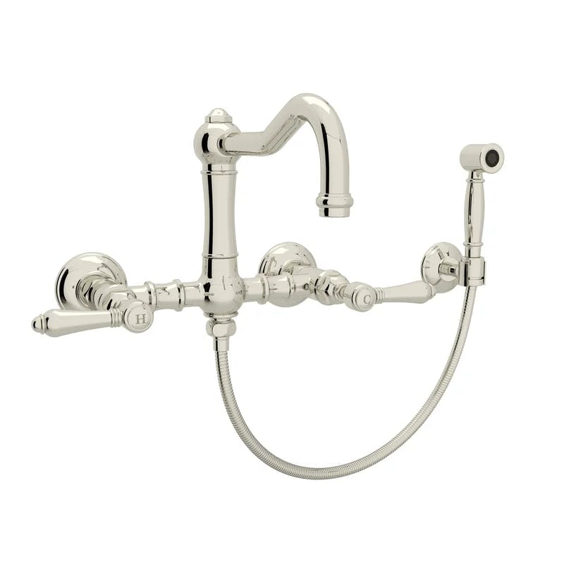 Elegant Acqui 7" Polished Nickel Wall Mounted Kitchen Faucet