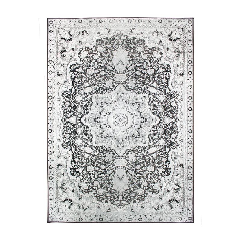 Parviz Grey Intricate Design Washable Non-Slip Rug 3'x5'