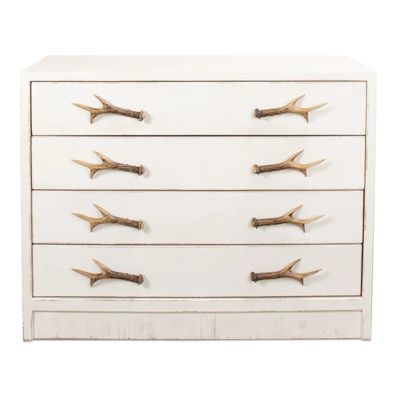 Coastal White 4-Drawer Accent Chest with Cast Metal Pulls