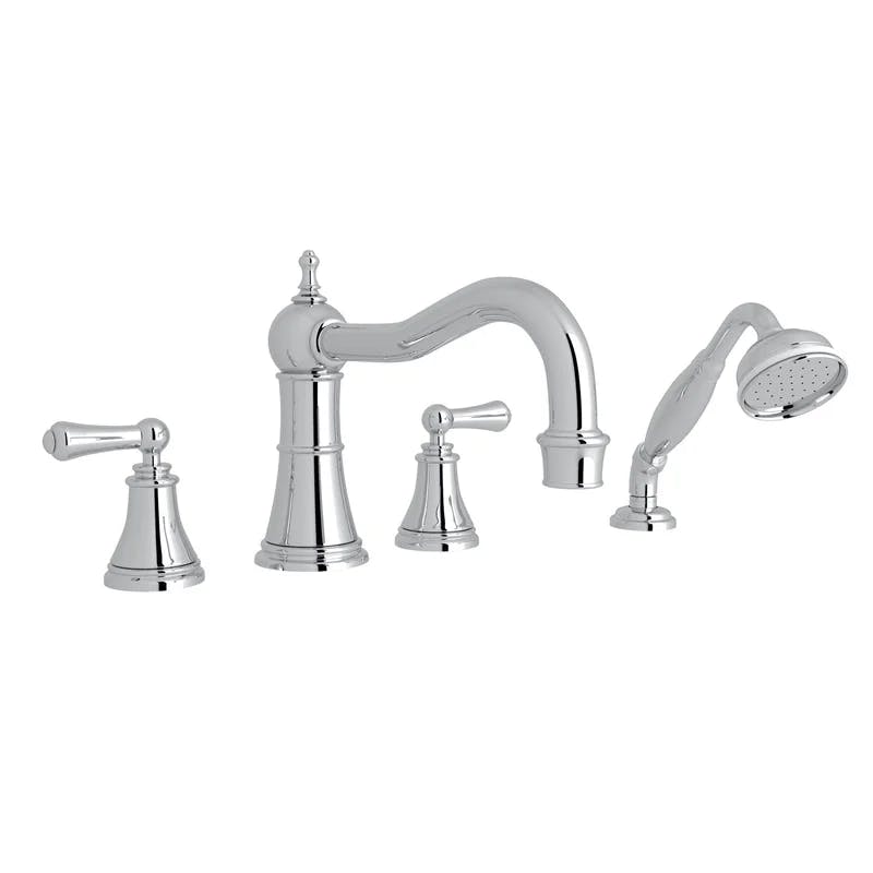 Georgian Classic Polished Chrome Brass Deck Mounted Tub Faucet with Handshower