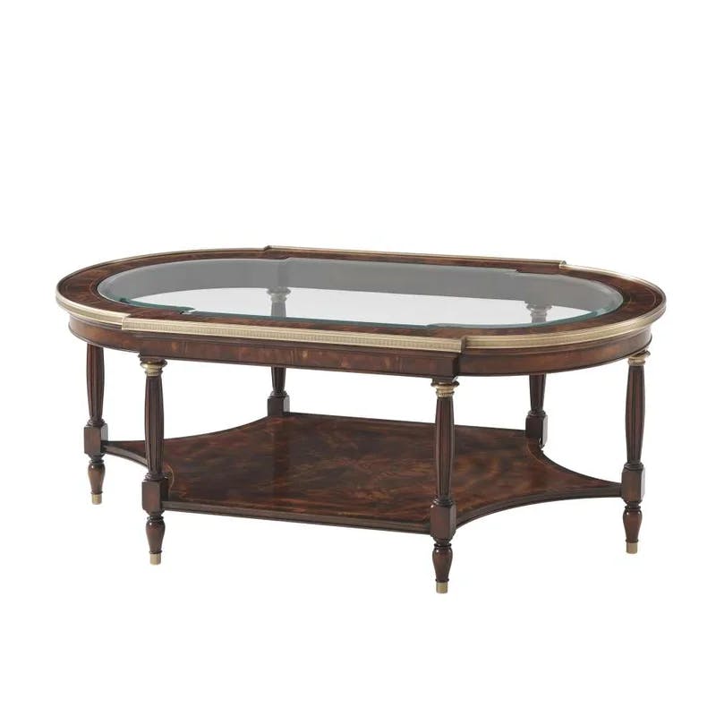 Marlborough Brass-Bound Oval Coffee Table with Glass Inset