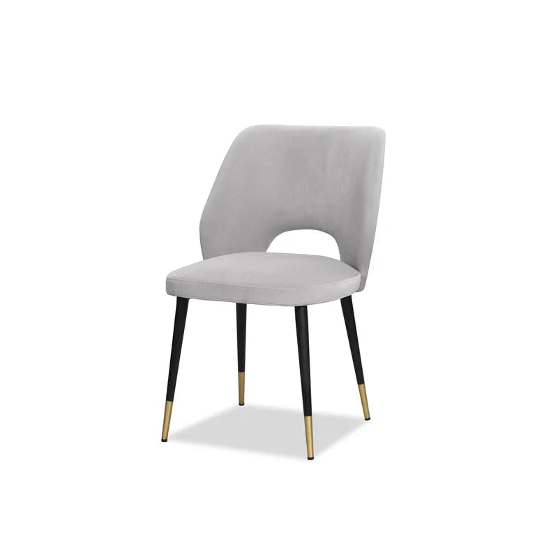 Jagger Two-Tone Light Gray/Slate Velvet Upholstered Side Chair