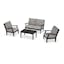 Braxton 4-Piece POLYWOOD Deep Seating Lounge Set in Black/Grey