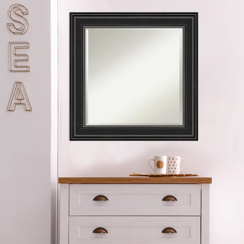 Ridge Black Square Polystyrene Framed Bathroom Vanity Mirror, 25.75"