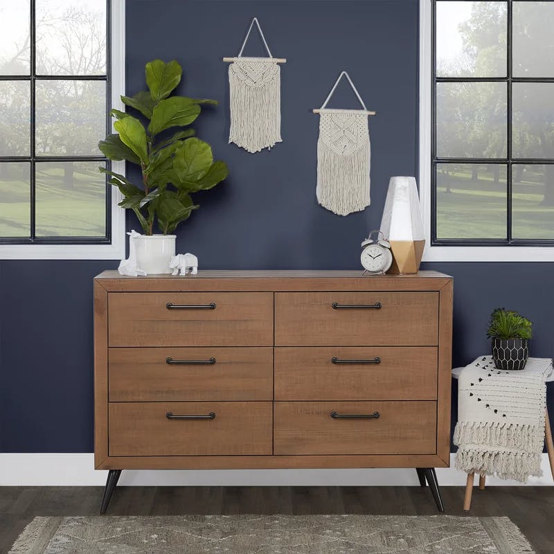 Mid-Century Modern Double Nursery Dresser in Gray with Dovetail Drawers