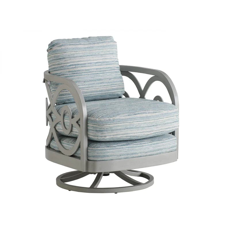 Oyster Shell Soft Gray Aluminum Outdoor Swivel Chair