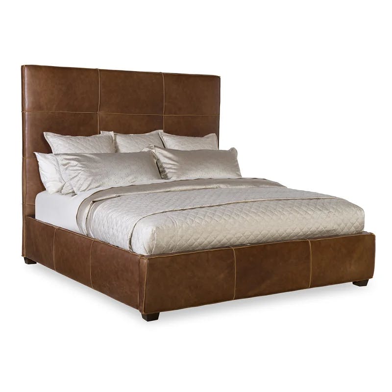Brizo Hazelnut Genuine Leather Queen Upholstered Bed