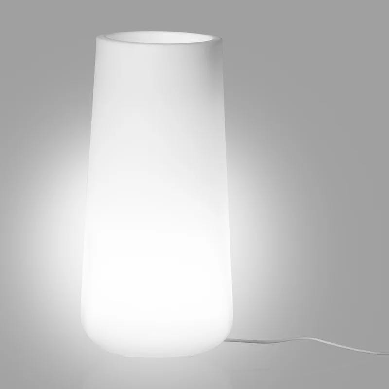 Scandinavian White Lighted Polyethylene Planter for Indoors & Outdoors