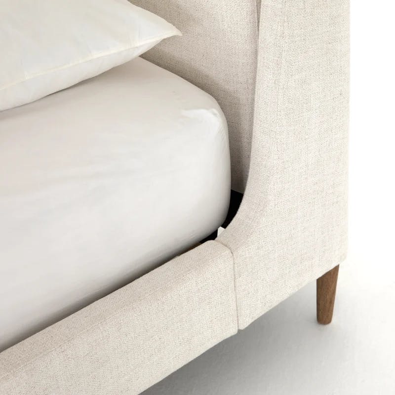 Dover Crescent King-Size Bed with Upholstered Linen Headboard