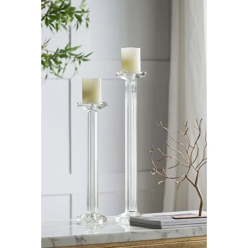 Winter Elegance 21.5'' Clear Glass Tabletop Candlestick