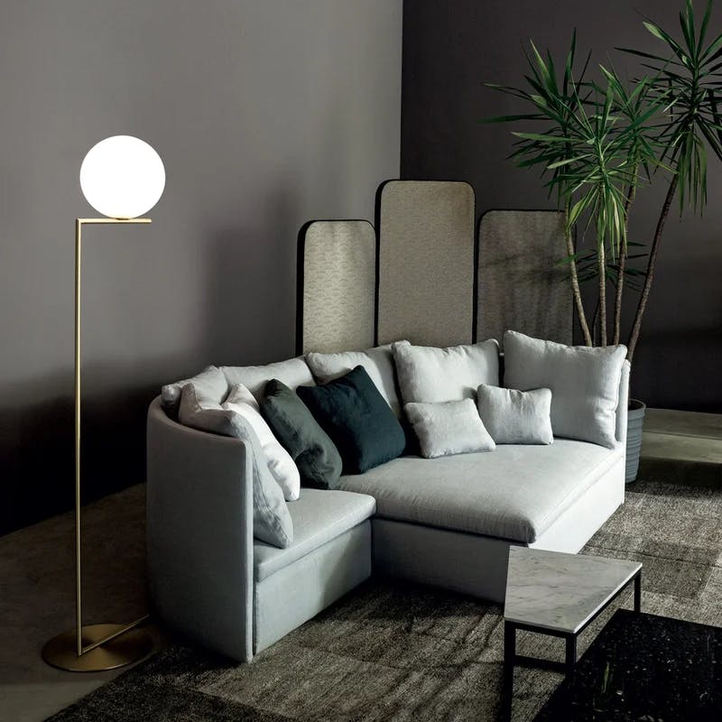 Elegant Brass IC Task Floor Lamp with Opal Glass Diffuser