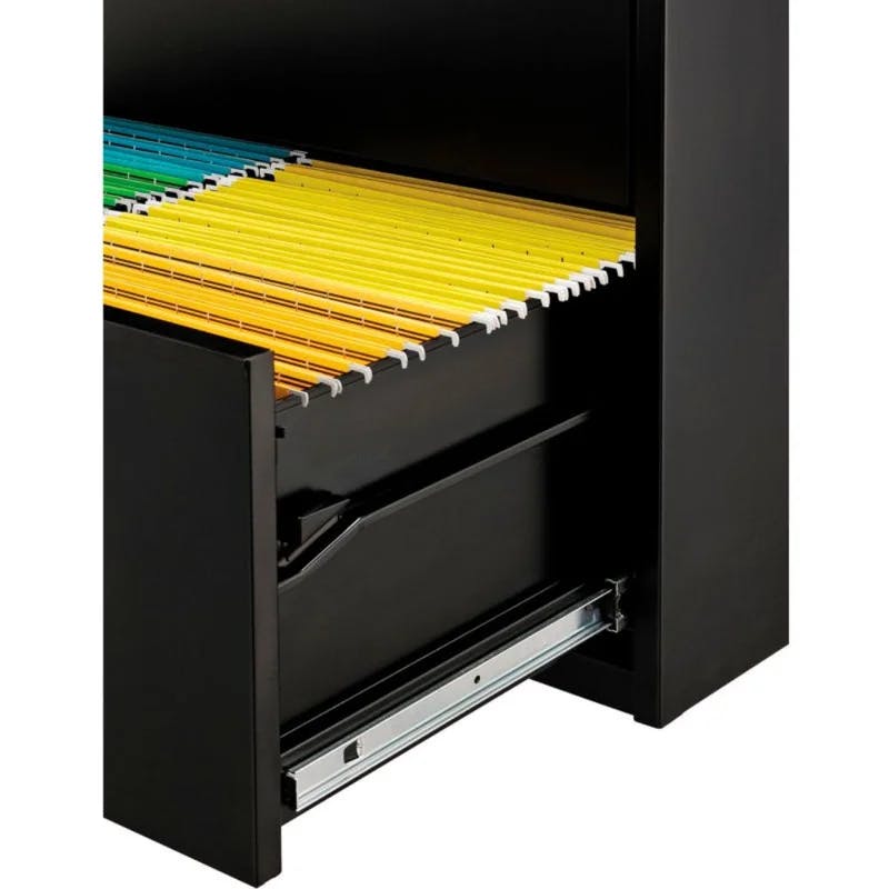 Premium Black Steel 30'' Lateral Legal Size 5-Drawer File Cabinet