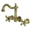 Heritage 8" Vintage Brass Wall Mount Bathroom Faucet