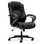 Luxor Executive High-Back Black Vinyl Swivel Chair with Lumbar Support