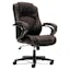 Luxurious Brown Vinyl High-Back Executive Swivel Chair with Lumbar Support