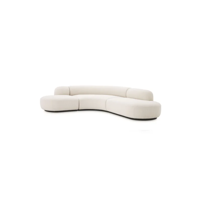 Bjorn 3-Piece Bouclé Cream Polyester Blend Sectional Sofa with Black Base