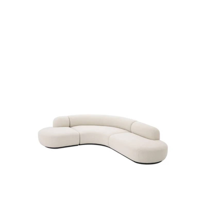 Bjorn 3-Piece Bouclé Cream Polyester Blend Sectional Sofa with Black Base