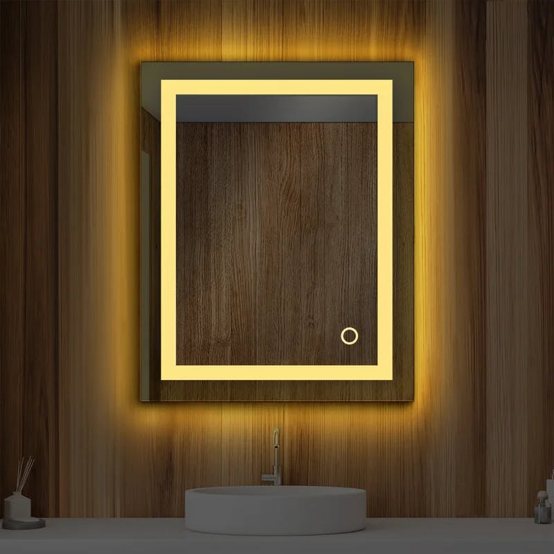 Elysian 24" x 30" Silver LED Bathroom Vanity Mirror with Antifog and Color Adjust