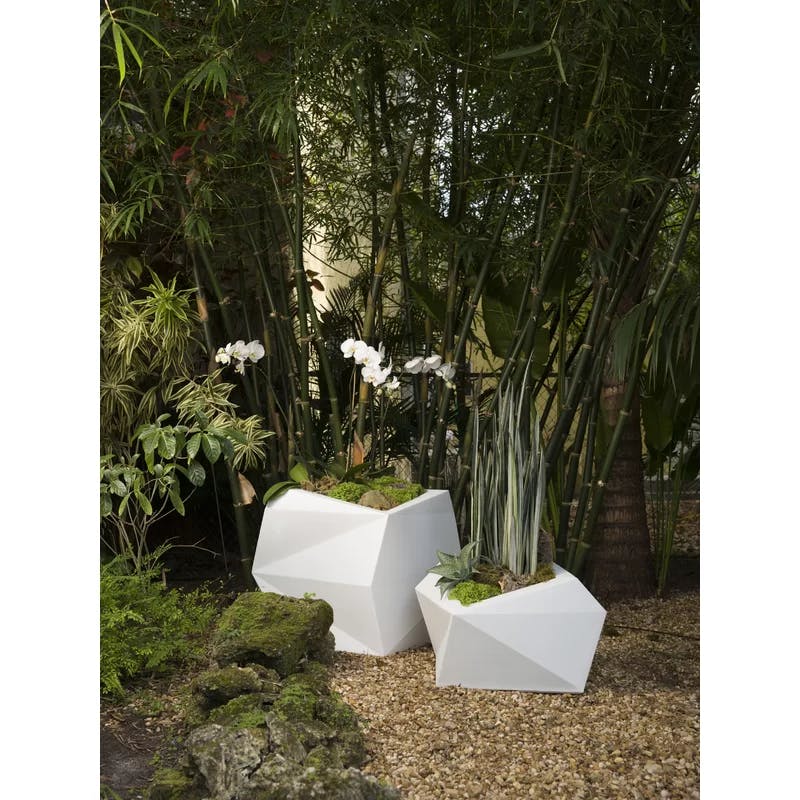 Alpine White Origami-Inspired Polyethylene Outdoor Planter