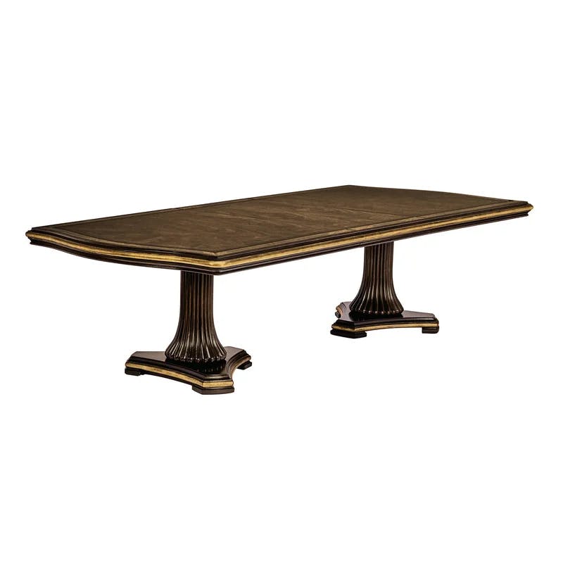 Bombay Mahogany Starburst Extendable Dining Table with Gold Trim