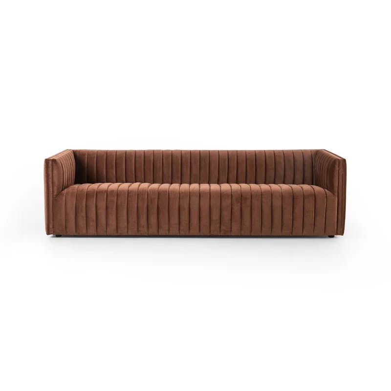 Surrey Auburn Tufted Leather Stationary Sofa 97"