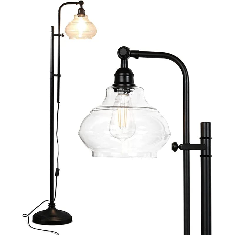 Brightech Austin Adjustable Height LED Floor Lamp with Teardrop Shade - Black