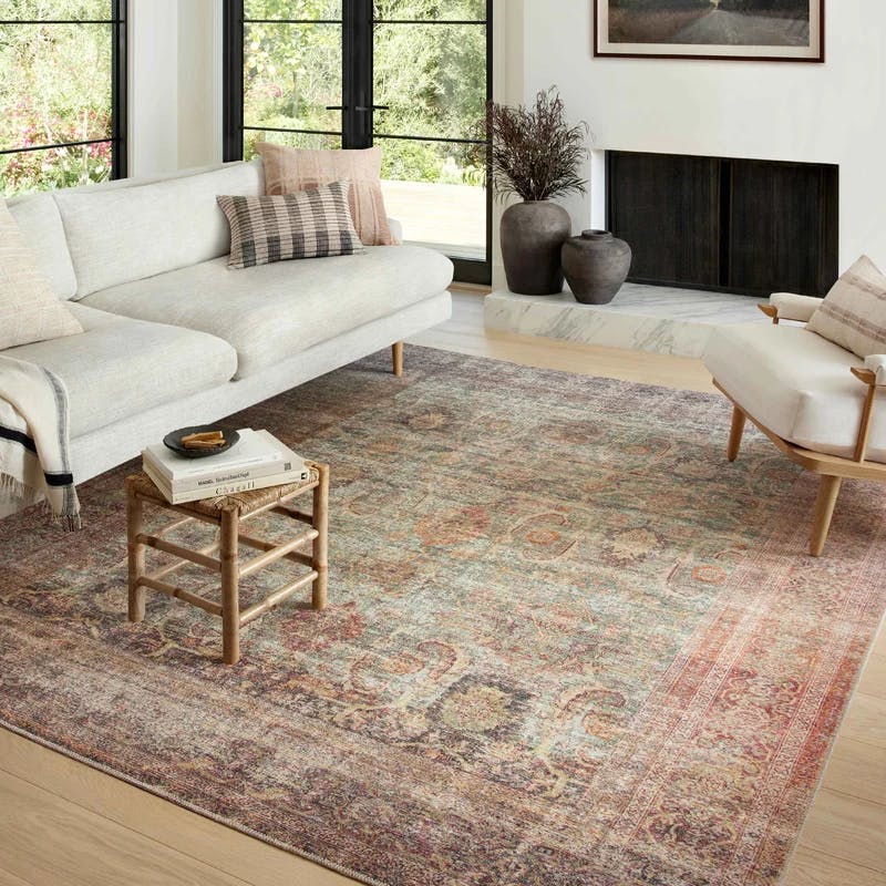 Traditional Vivid Red Rectangular Synthetic Area Rug