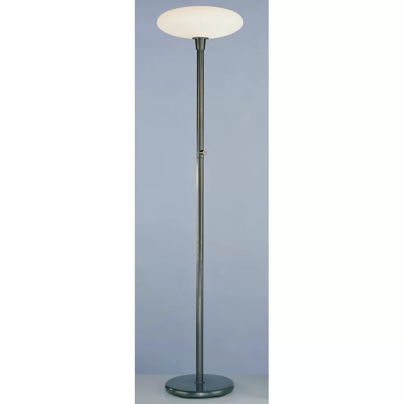 Elegant Ovo 66'' Torchiere in Deep Patina Bronze with Frosted Glass Shade