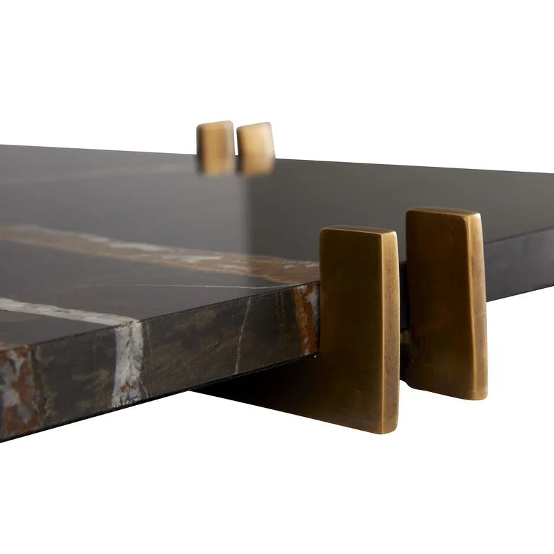 Lockhart Rectangular Metal Base Tray with Bengal Marble